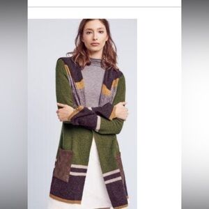 Anthropologie Multicolor Belted size XS with pockets  💯 lambswool sweater GUC